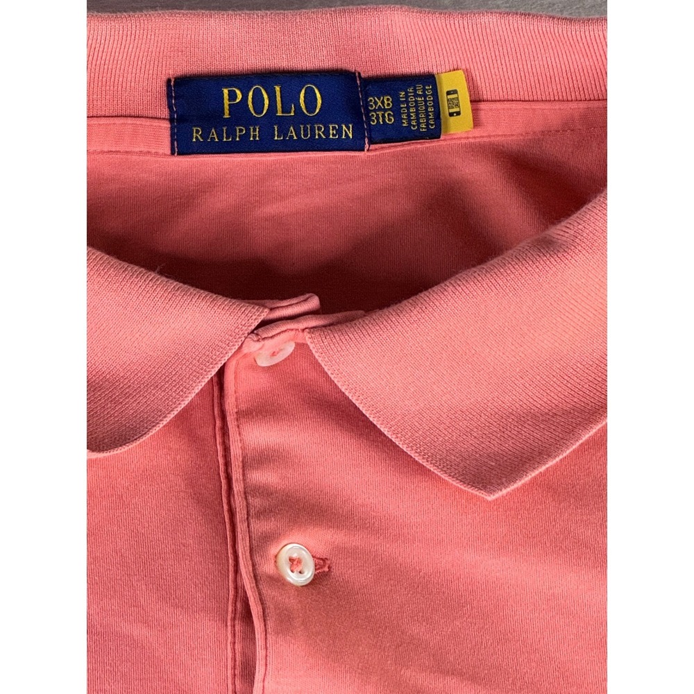 Polo Ralph Lauren Men 3XB Coral Pink Short Sleeve Pony Logo Polo Shirt Big Tall